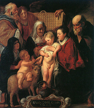 圣家与圣安妮，年轻的浸信会和他的父母 The Holy Family with St. Anne, The Young Baptist, and his Parents，雅各布布·乔登斯