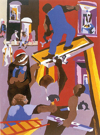 脚手架上的男人 Man on a Scaffold (1985)，雅各布布·劳伦斯