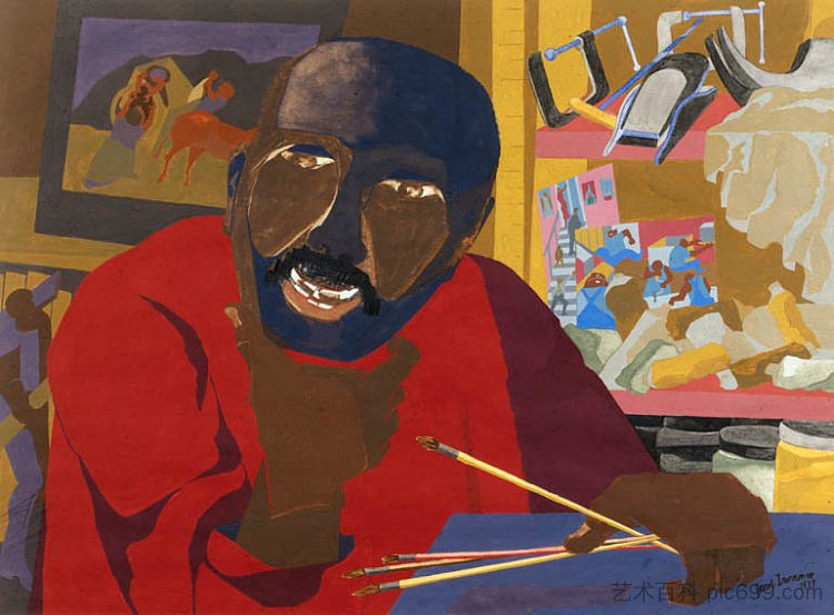 自画像 Self-portrait (1977)，雅各布布·劳伦斯