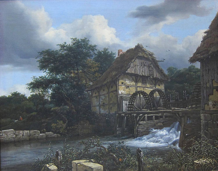 两个水车和一个开放式水闸 Two Watermills and an Open Sluice (1653)，雅各布布·凡·雷斯达尔