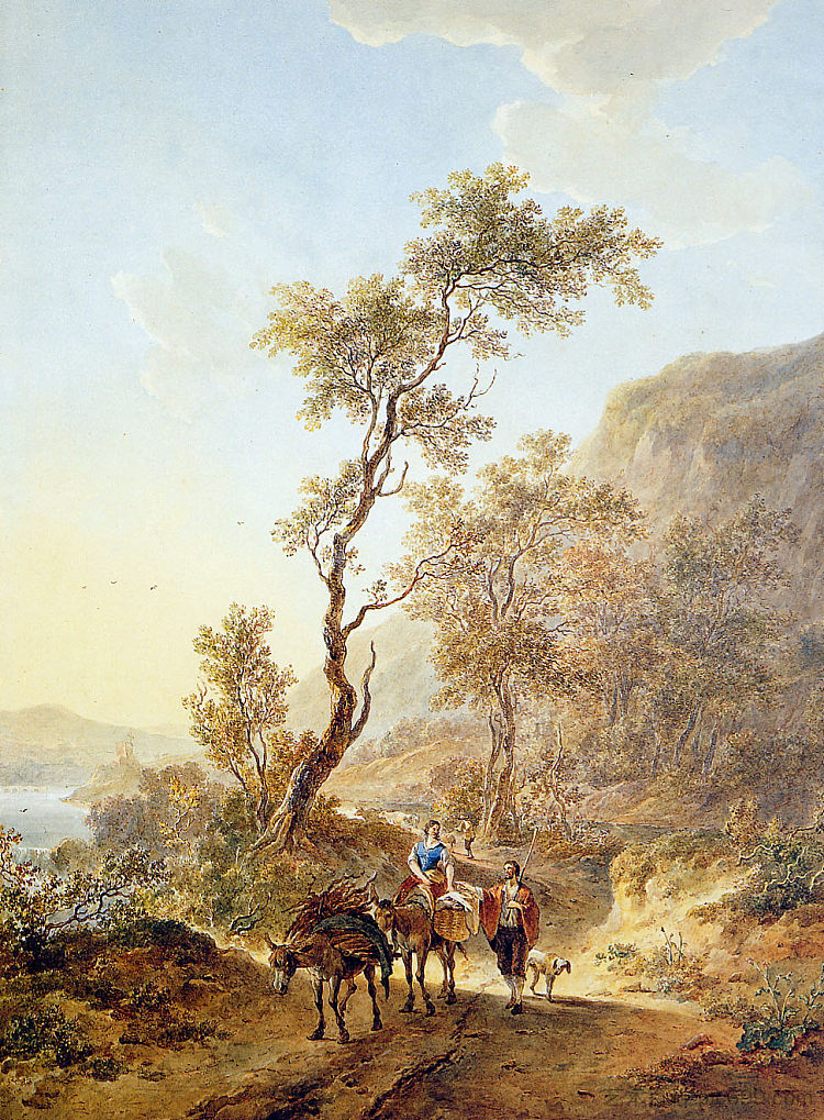 意大利风景与牧民夫妇 Italian landscape with herdsmen couple，雅各布伯范斯特里