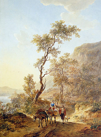 意大利风景与牧民夫妇 Italian landscape with herdsmen couple，雅各布伯范斯特里