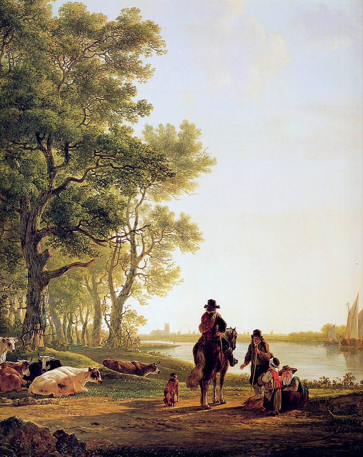 意大利风景与旅行者 Italian landscape with travellers，雅各布伯范斯特里