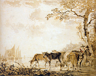 奶牛景观 Landscape with cows，雅各布伯范斯特里