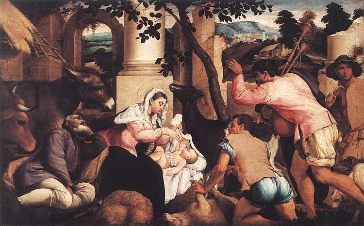 牧羊人的崇拜 Adoration of the Shepherds (1545)，雅格布·巴萨诺