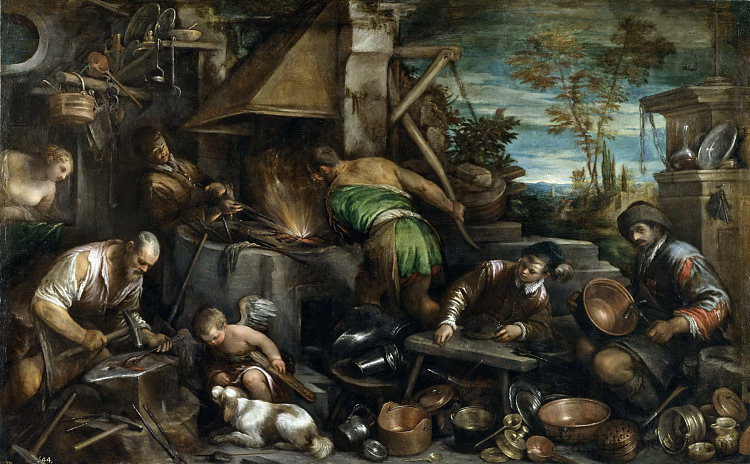 火神锻造厂 The Forge of Vulcan (1585),雅格布·巴萨诺