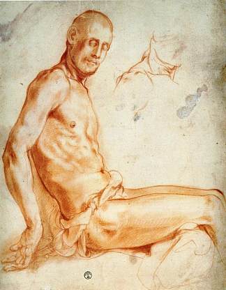 基督坐着，作为一个裸体人物 Christ Seated, as a Nude Figure (c.1526; Italy                     )，雅各布布·达·蓬托尔莫