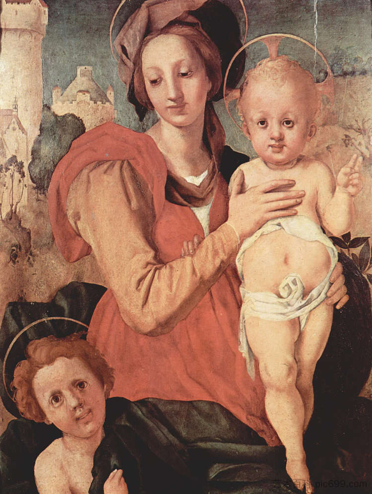 麦当娜和孩子与年轻的圣约翰 Madonna and Child with the Young Saint John (1524; Italy ),雅各布布·达·蓬托尔莫