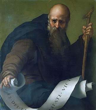 圣安东尼修道院院长 St. Anthony Abbot (1519; Italy                     )，雅各布布·达·蓬托尔莫