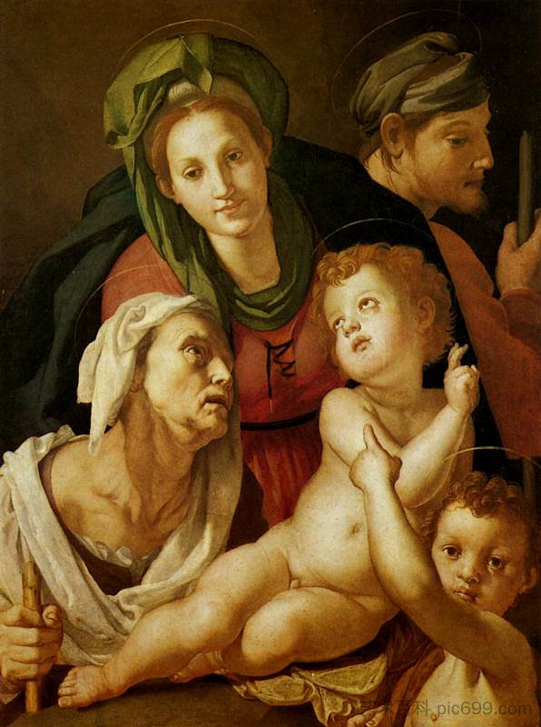 神圣家族 The Holy Family (c.1525; Italy  )，雅各布布·达·蓬托尔莫