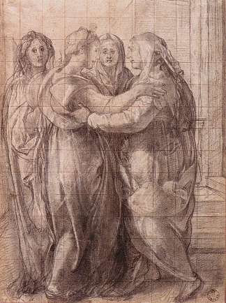 探视 Visitation (c.1528; Italy                     )，雅各布布·达·蓬托尔莫