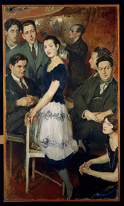 “Les Six”，由Jean Cocteau赞助的前卫音乐团体的群像 'Les Six', group portrait of the avant-garde musical group sponsored by Jean Cocteau (c.1921)，雅克-埃米尔·布兰奇