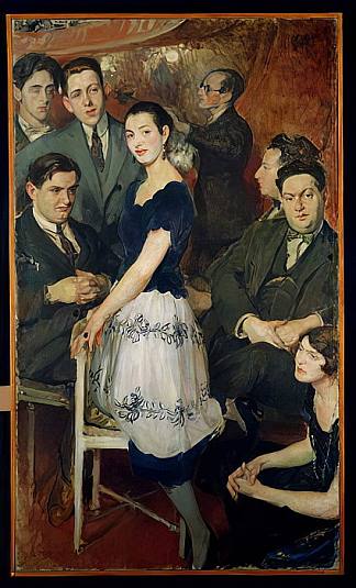“Les Six”，由Jean Cocteau赞助的前卫音乐团体的群像 ‘Les Six’, group portrait of the avant-garde musical group sponsored by Jean Cocteau (c.1921)，雅克-埃米尔·布兰奇