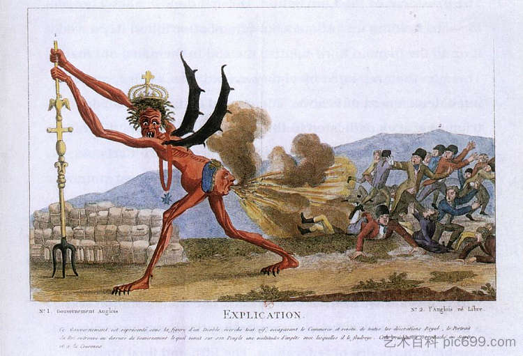 英国政府的漫画 Caricature of the English Government (1793)，雅克·路易·大卫