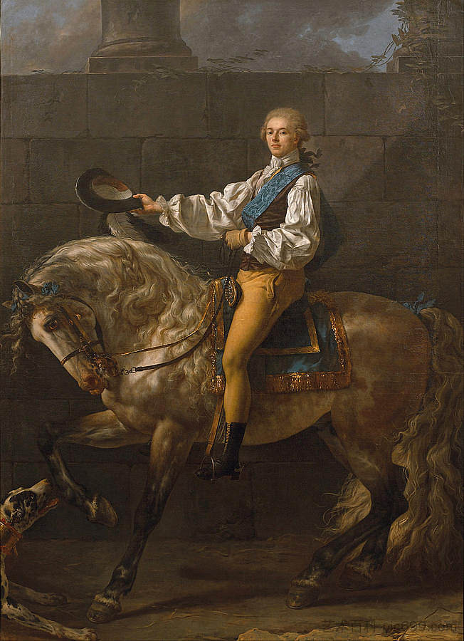 斯坦尼斯拉斯·科斯特卡·波托基的马术肖像 Equestrian Portrait of Stanislas Kostka Potocki (1781)，雅克·路易·大卫