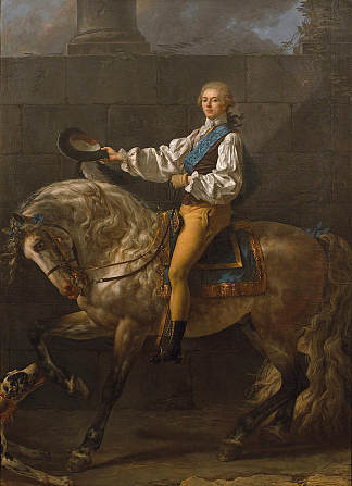 斯坦尼斯拉斯·科斯特卡·波托基的马术肖像 Equestrian Portrait of Stanislas Kostka Potocki (1781)，雅克·路易·大卫