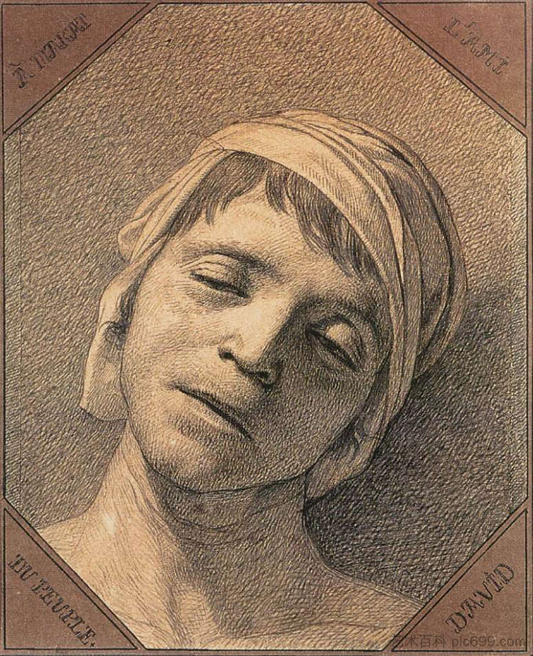 马拉特负责人 Head of Marat (1793)，雅克·路易·大卫