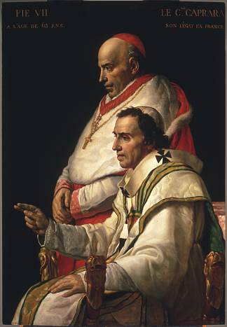 教皇庇护七世与红衣主教卡普拉拉 Pope Pius VII with the Cardinal Caprara (c.1805)，雅克·路易·大卫