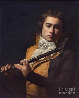 长笛演奏家弗朗索瓦·德维安的肖像 Portrait of the flutist, Francois Devienne，雅克·路易·大卫