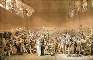 网球场誓言，1789年6月20日 The Tennis Court Oath, 20th June 1789 (1791)，雅克·路易·大卫