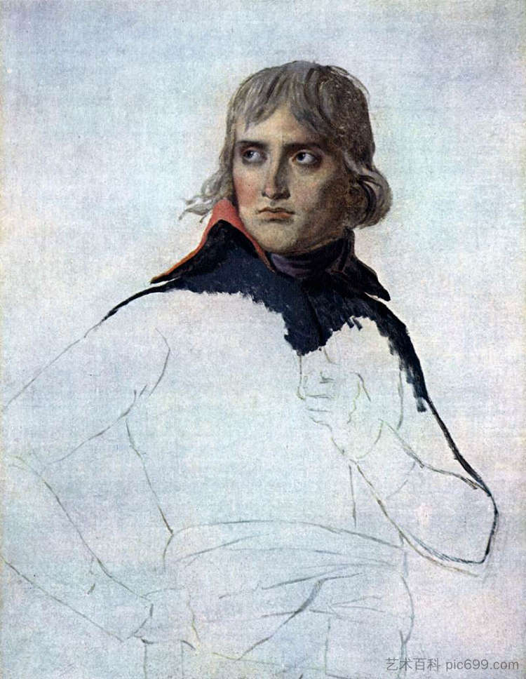 波拿巴将军未完成的肖像 Unfinished portrait of General Bonaparte (c.1797 - 1798)，雅克·路易·大卫