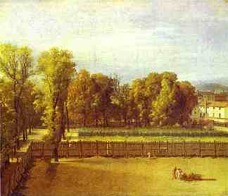 巴黎卢森堡花园的景色 View of the Luxembourg Gardens in Paris (1794)，雅克·路易·大卫