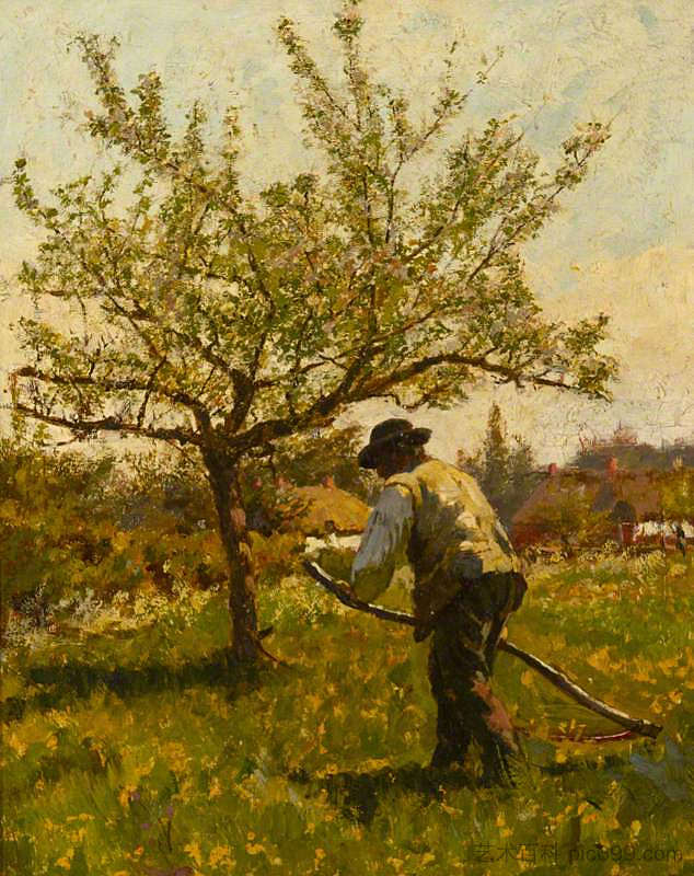 果园里的镰刀男人 A Man Scything in an Orchard，查尔斯·詹姆斯