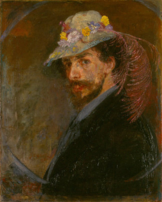 带花帽的自画像 Self-Portrait with Flowered Hat (1883; Belgium                     )，詹姆斯·恩索尔