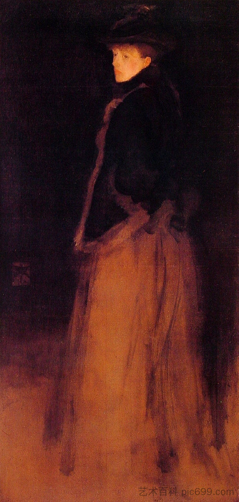 黑色和棕色的安排:毛皮夹克 Arrangement in Black and Brown: The Fur Jacket (1876),詹姆斯·阿博特·麦克尼尔·惠斯勒