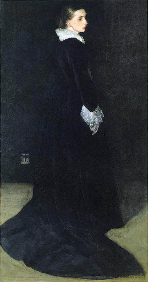 黑色编曲，路易斯·胡斯夫人肖像2号 Arrangement in Black, No. 2 Portrait of Mrs. Louis Huth (1872 - 1873)，詹姆斯·阿博特·麦克尼尔·惠斯勒