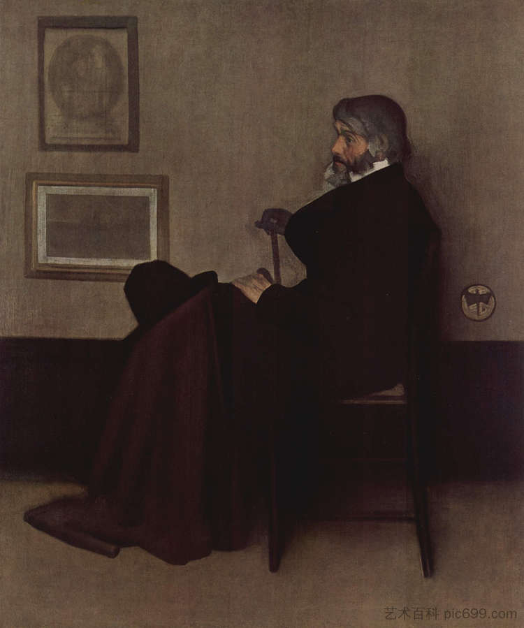 灰色和黑色的安排，No.2：托马斯·卡莱尔的肖像 Arrangement in Grey and Black, No.2: Portrait of Thomas Carlyle (1872 - 1873)，詹姆斯·阿博特·麦克尼尔·惠斯勒