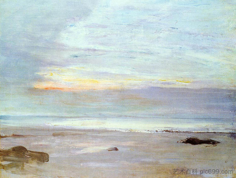 蛋白石中的黄鳞片 特鲁维尔 Crepuscule in Opal Trouville (1865),詹姆斯·阿博特·麦克尼尔·惠斯勒