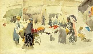 花卉市场 Flower Market (1885)，詹姆斯·阿博特·麦克尼尔·惠斯勒