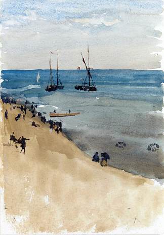 绿色和银色 – 明亮的大海，迪耶普 Green and Silver – The Bright Sea, Dieppe (c.1883 – c.1885)，詹姆斯·阿博特·麦克尼尔·惠斯勒