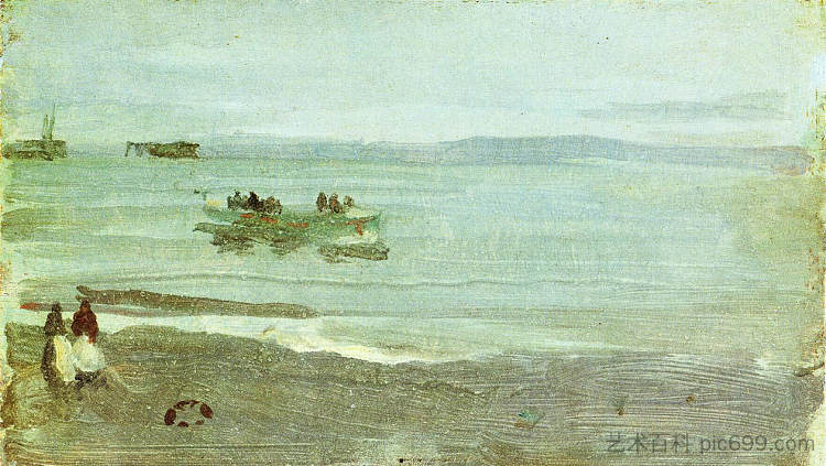 灰色和银色雾 - 救生艇 Grey and Silver Mist - Lifeboat (1884),詹姆斯·阿博特·麦克尼尔·惠斯勒