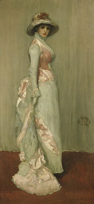 粉色和灰色的和谐：梅克斯夫人 Harmony in Pink and Grey: Lady Meux (1881)，詹姆斯·阿博特·麦克尼尔·惠斯勒