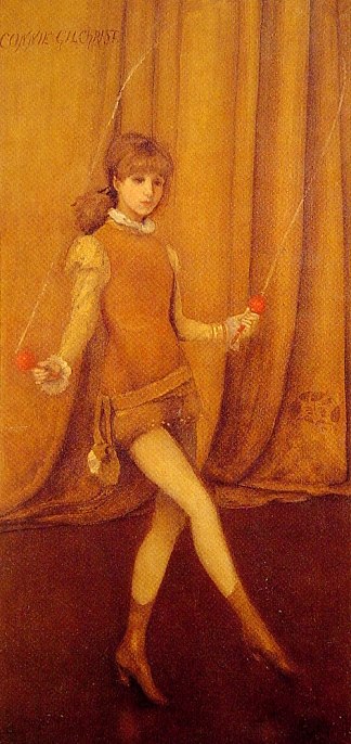 黄色和金色的和谐 金牌女孩 康妮·吉尔克里斯特 Harmony in Yellow and Gold The Gold Girl Connie Gilchrist (1872 – 1873)，詹姆斯·阿博特·麦克尼尔·惠斯勒