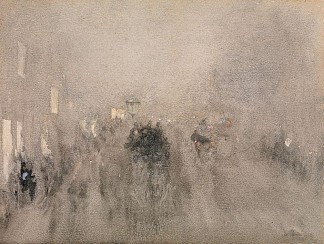 灰色和金色的夜曲——皮卡迪利 Nocturne in Grey and Gold – Piccadilly (c.1881 – 1883)，詹姆斯·阿博特·麦克尼尔·惠斯勒