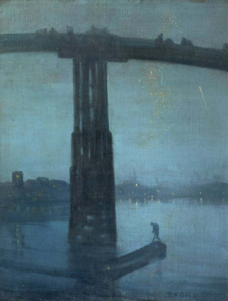 夜曲:蓝色和金色 - 老巴特西桥 Nocturne: Blue and Gold - Old Battersea Bridge (1865),詹姆斯·阿博特·麦克尼尔·惠斯勒