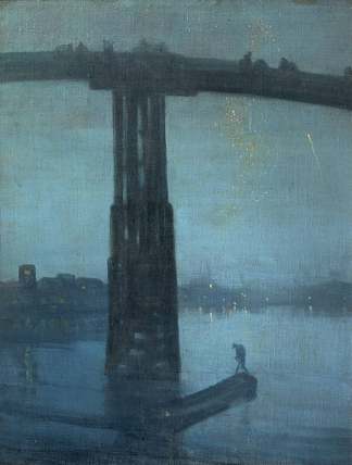 夜曲：蓝色和金色 – 老巴特西桥 Nocturne: Blue and Gold – Old Battersea Bridge (1865)，詹姆斯·阿博特·麦克尼尔·惠斯勒
