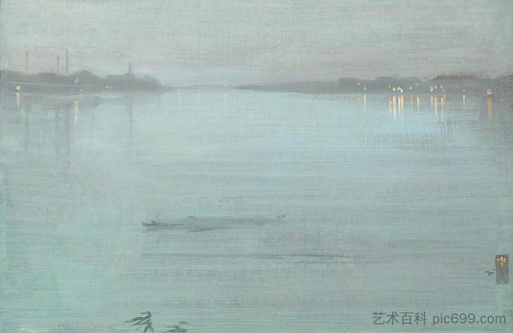 夜曲:蓝色和银色 - 克雷蒙灯 Nocturne: Blue and Silver – Cremorne Lights (1872),詹姆斯·阿博特·麦克尼尔·惠斯勒