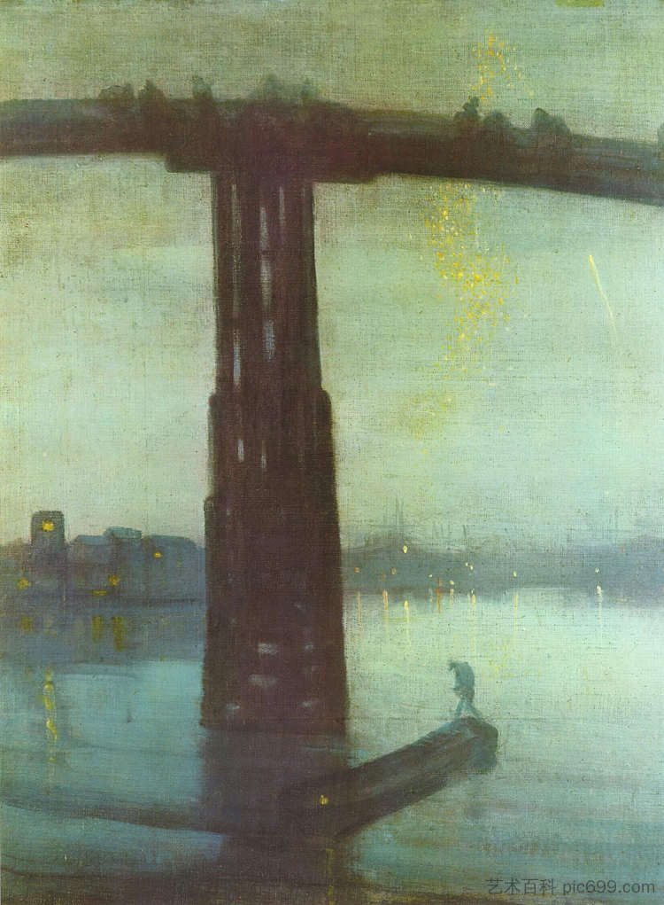 夜曲：蓝色和金色 - 旧巴特西桥 Nocturne: Blue and Gold – Old Battersea Bridge (1872 - 1875)，詹姆斯·阿博特·麦克尼尔·惠斯勒