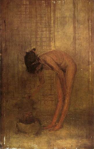 裸体女孩与碗 Nude Girl with a Bowl (c.1892)，詹姆斯·阿博特·麦克尼尔·惠斯勒