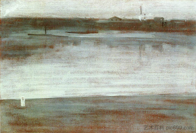 灰色交响曲：清晨，泰晤士河 Symphony in Grey: Early Morning, Thames (c.1871)，詹姆斯·阿博特·麦克尼尔·惠斯勒