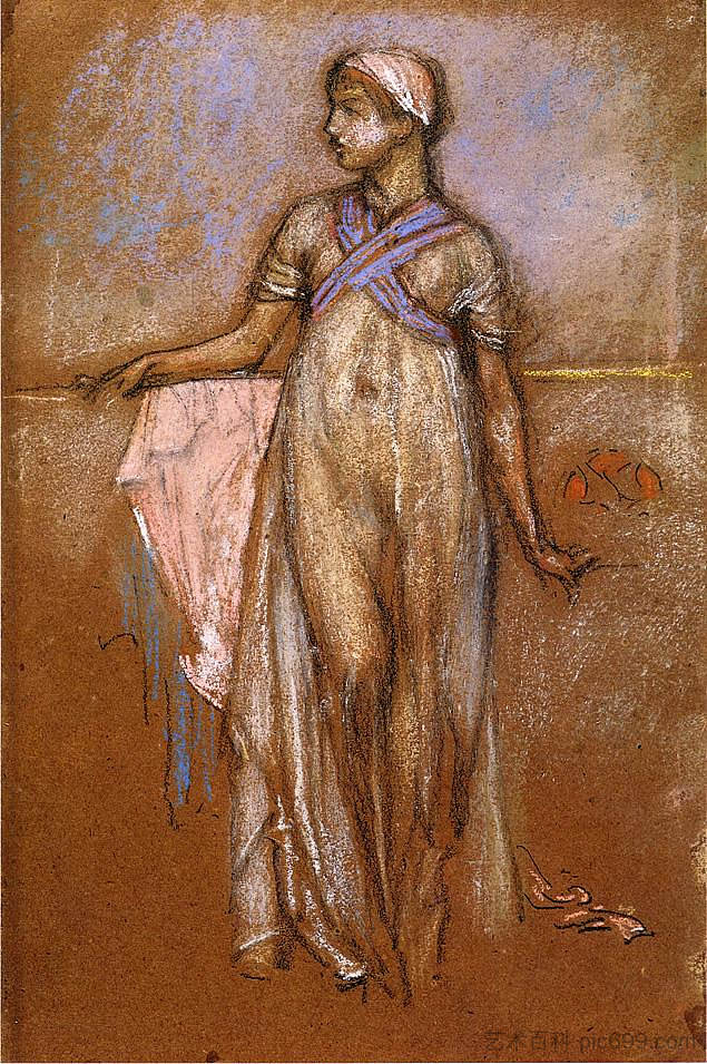 希腊女奴（或紫罗兰和玫瑰的变体） The Greek Slave Girl (or Variations in Violet and Rose) (c.1885 - c.1886)，詹姆斯·阿博特·麦克尼尔·惠斯勒