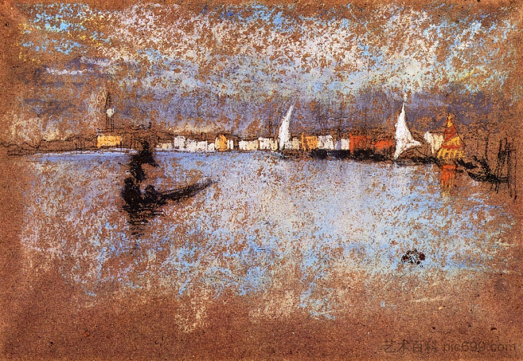 指南冬季灰色和蓝色 The guidecca Winter Grey and Blue (1879),詹姆斯·阿博特·麦克尼尔·惠斯勒