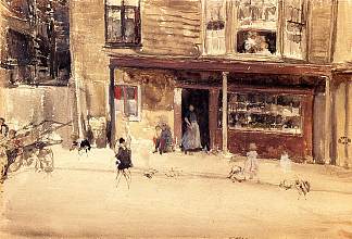 商店 – 外观 The Shop – An Exterior (c.1883 – c.1885)，詹姆斯·阿博特·麦克尼尔·惠斯勒