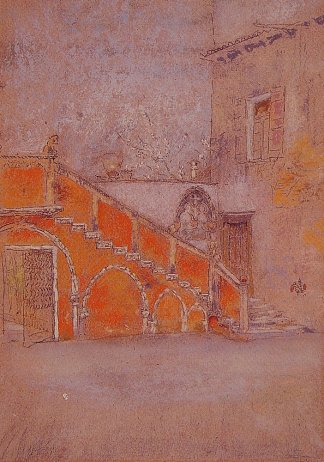 红色楼梯笔记 The Staircase Note in Red (1879 – 1880)，詹姆斯·阿博特·麦克尼尔·惠斯勒