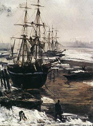 冰雪中的泰晤士河 The Thames in Ice (1860)，詹姆斯·阿博特·麦克尼尔·惠斯勒