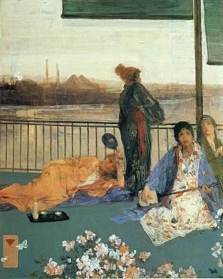 肉色和绿色的变化——阳台 Variations in Flesh Colour and Green—The Balcony (1865)，詹姆斯·阿博特·麦克尼尔·惠斯勒